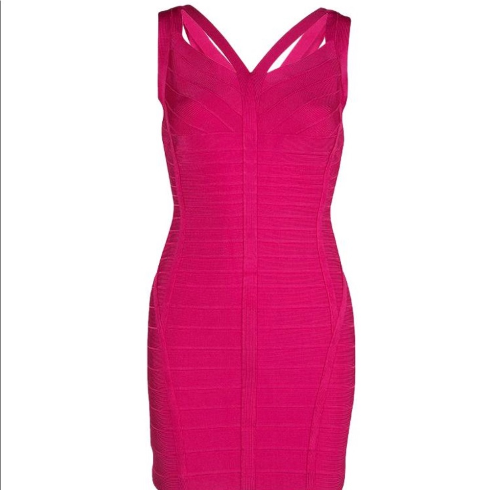 Hot Pink Herve Ledger Bandage Dress